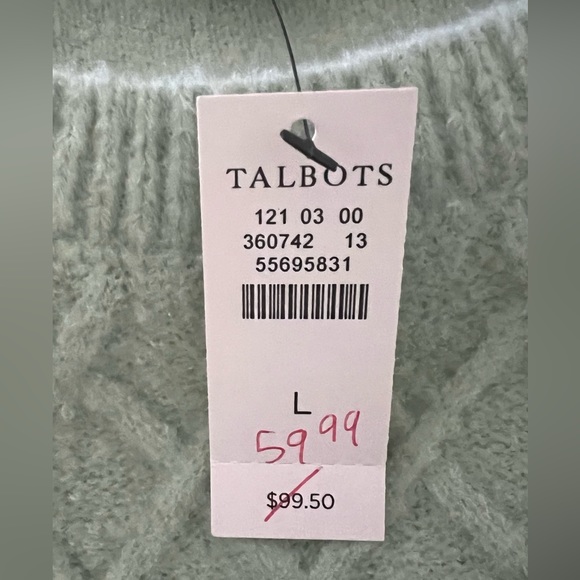 TALBOTS NWT CABLE KNIT RUFFLE CREWNECK SWEATER - Picture 6 of 6